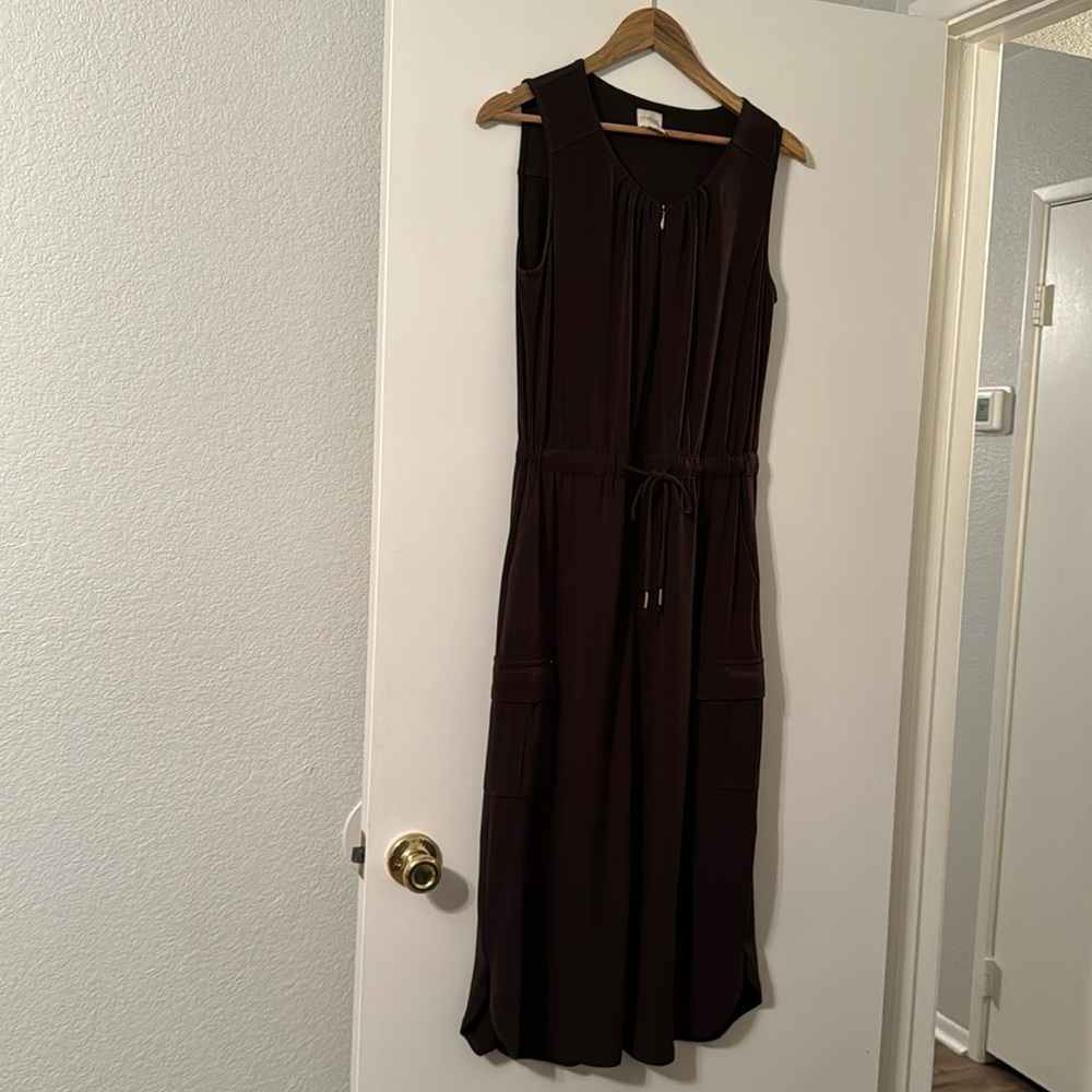 Chocolate brown Chicos size 0 sleeveless dress midi length